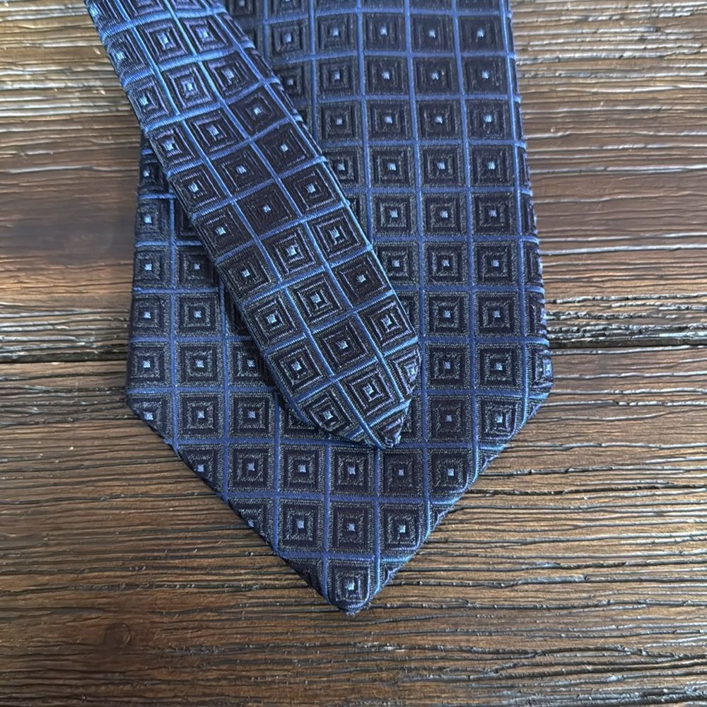 brooks Brothers Makers Blue Geometric Silk Tie - Picture 3 of 5